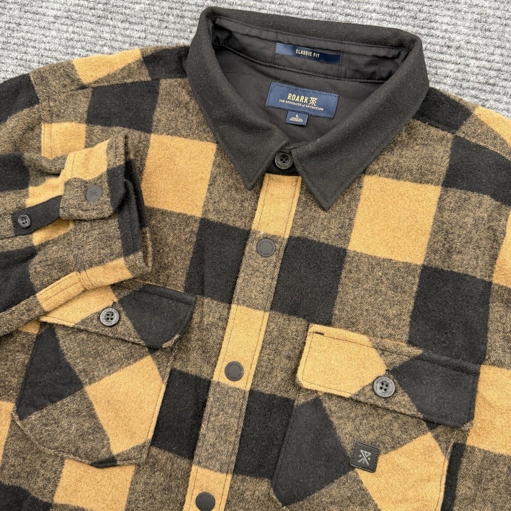 Roark Nordsman Flannel Long Sleeve Wool Shirt Men's Size Large‎ Brown Plaid NWT
